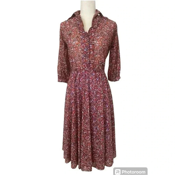 Samuel Blue Vintage Floral Collared Dress - Picture 1 of 9